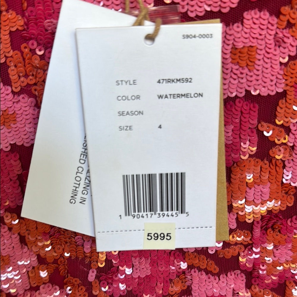 Authentic Michael Kors Collection Floral Sequin Women's Dress - Pink and Orange - Picture 3 of 8